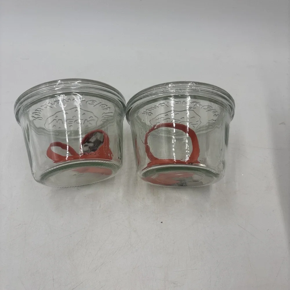 WECK Rundrand-Glas 100 Clear Jar Canning 370 ml Strawberry Clips Lid (set of 2)